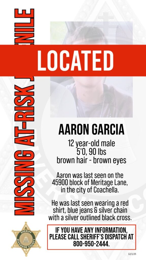 El Niño Desaparecido en Coachella, Aaron García, Regresa a Casa Sano y Salvo