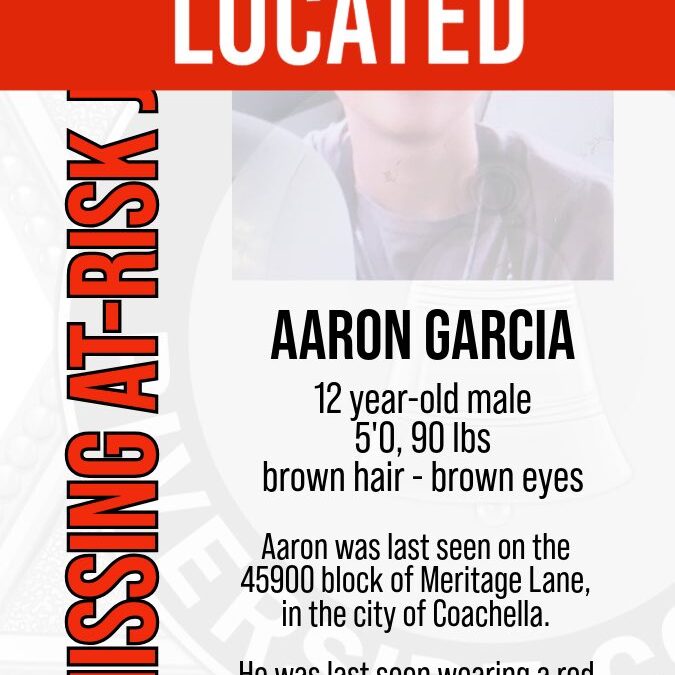 El Niño Desaparecido en Coachella, Aaron García, Regresa a Casa Sano y Salvo